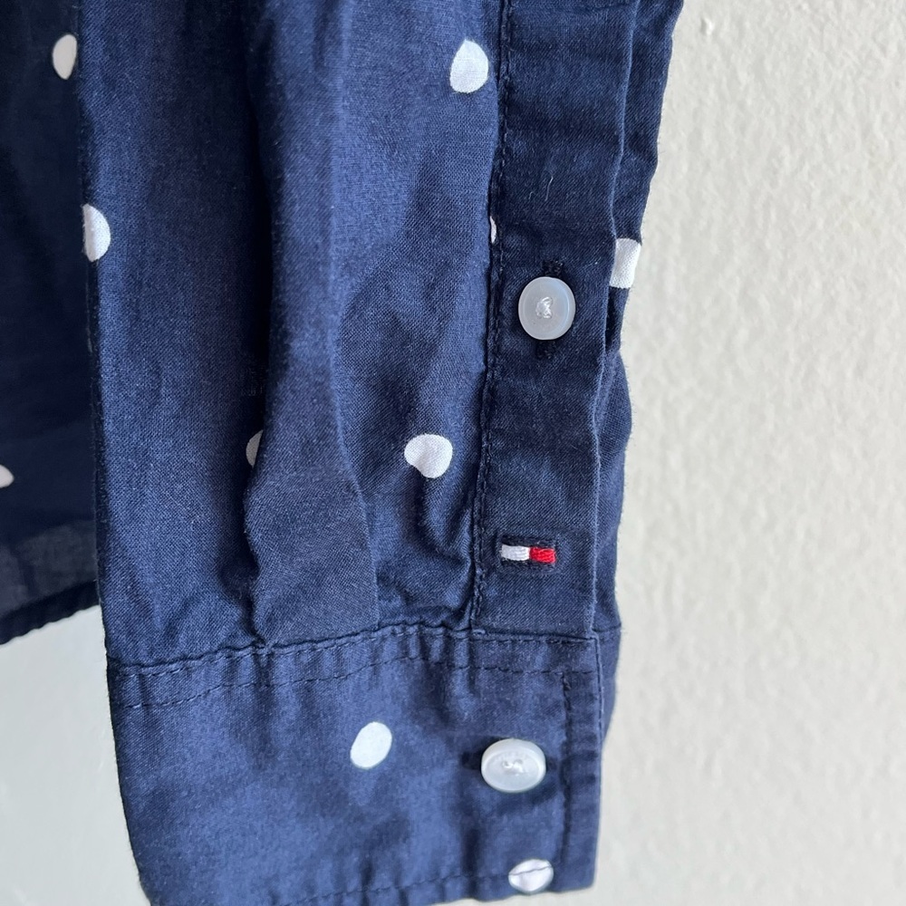 Tommy Hilfiger Navy Button-Down Shirt with White Polka Dots XS - Picture 4 of 4